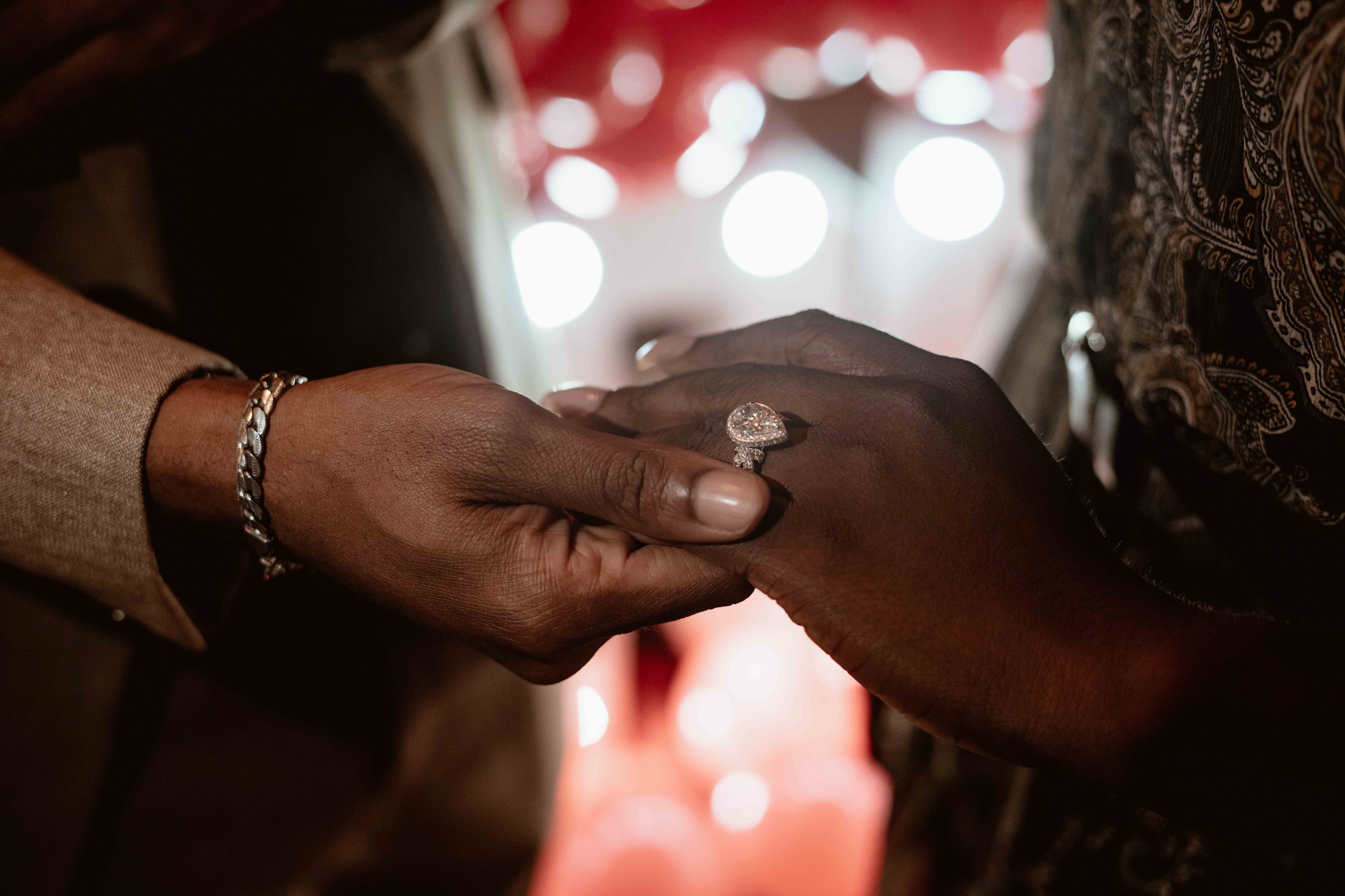 A proposal ring being placed
